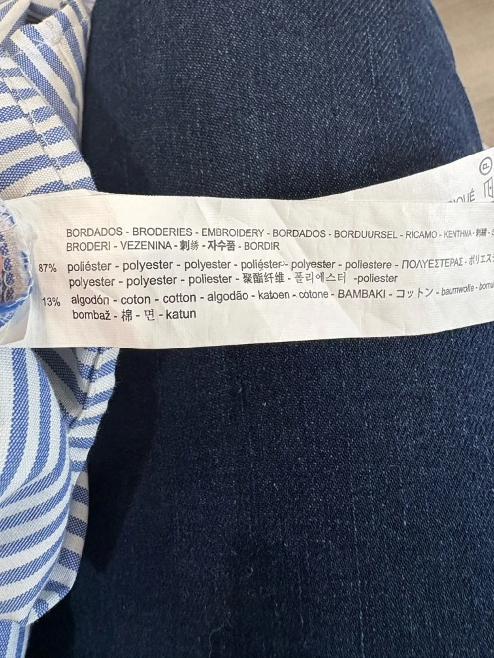 Zara Blue and White Striped Midi Dress with Cream Floral Embroidery Size Medium - Picture 6 of 6